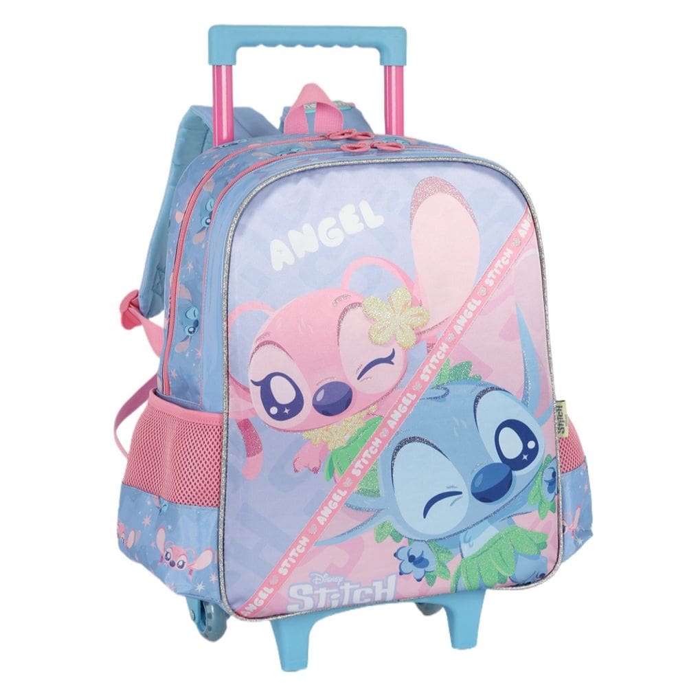 Mochila Grande Rodinha Lilo Stitch Reforçada Roxo Disney