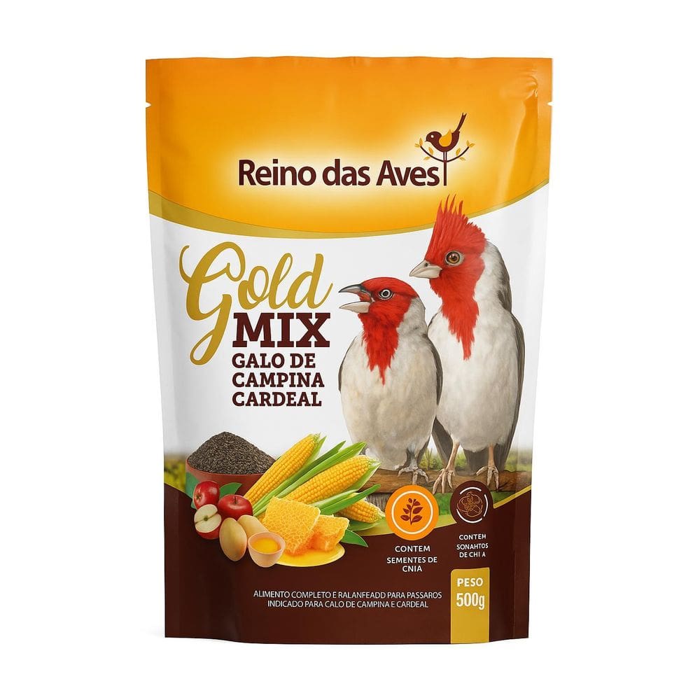 Alimento Ração Para Galo De Campina E Cardeal 500G Chia