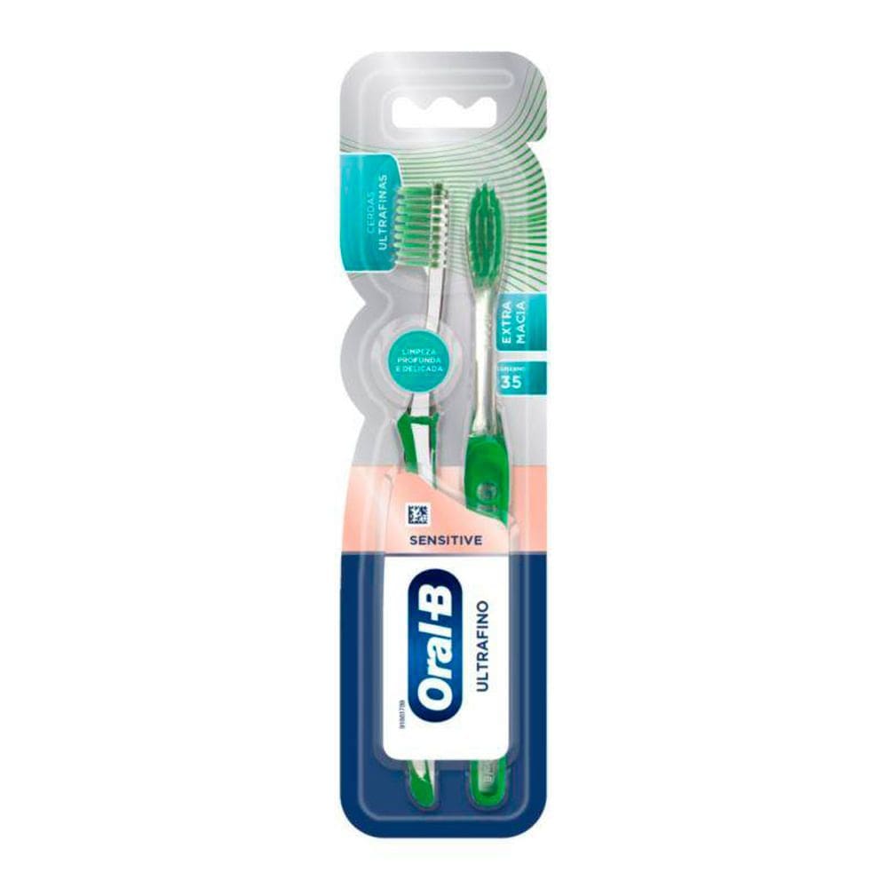 Escova Dental Oral-B Pró Saúde Ultrafino Macia Cabeça 35 Cores com 2 Unidades
