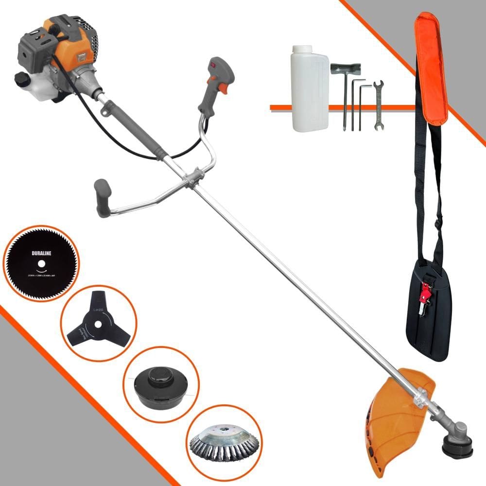 Roçadeira Lateral Completa Tekna RL520P Motor 2T 52cc 10000rpm 2HP de Potência Com Carretel e Faca 3 Pontas + Faca 80 Dentes + Escova de Aço