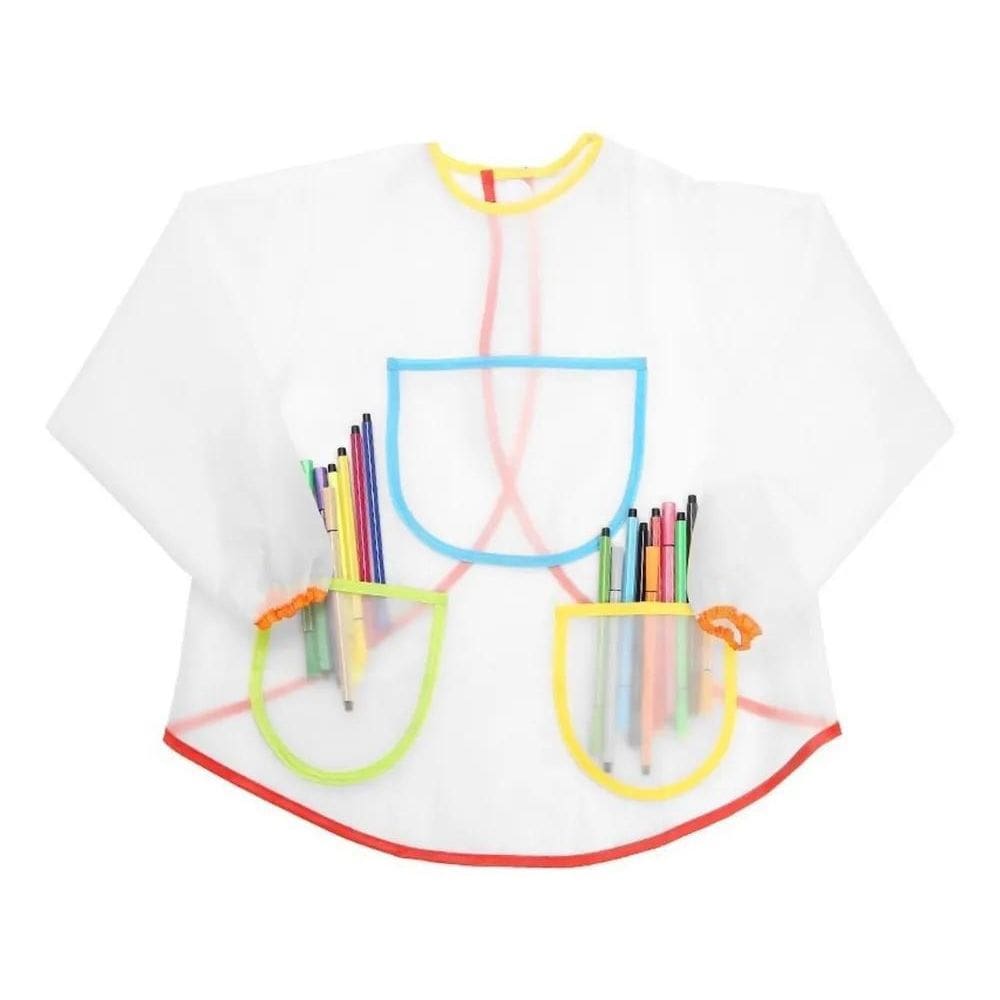 2X Avental Impermeavel Manga Longa Infantil Pintura