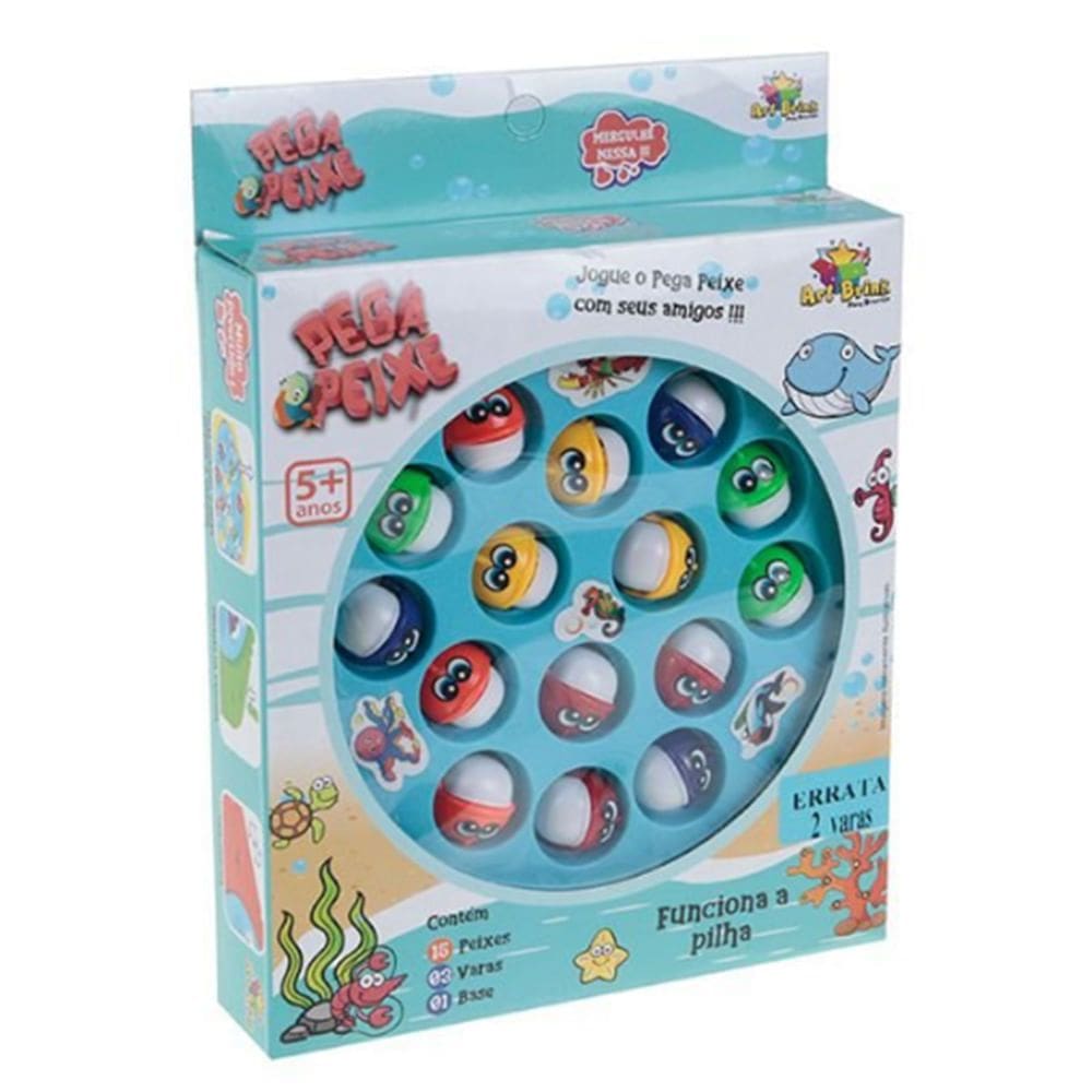 Jogo Pega Peixe Quadrado Art Brink 5+ Anos com 15 Peixes Cores