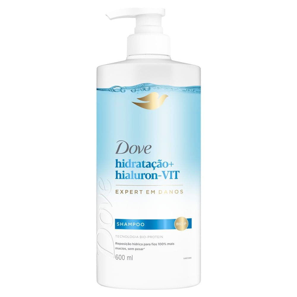 Shampoo Dove Hidratação e Hialuron Vit Expert em Danos 600ml