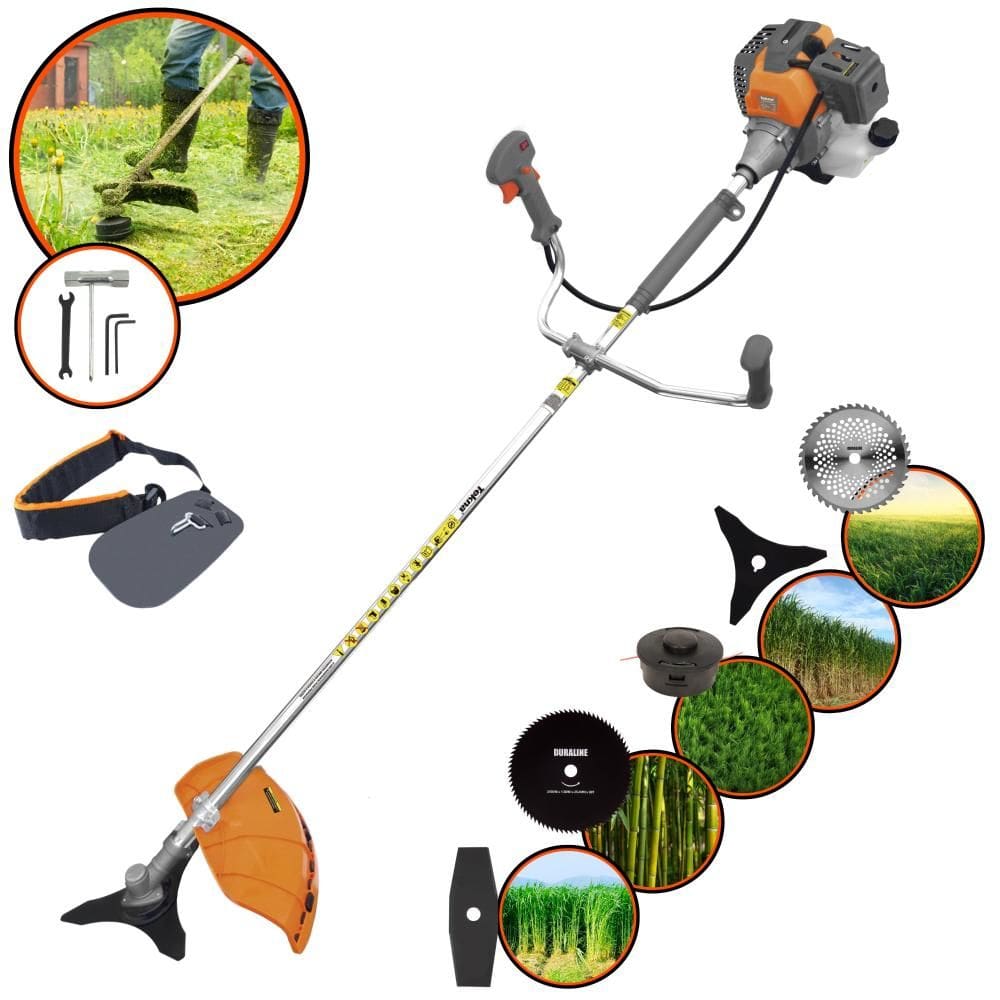 Roçadeira Lateral Profissional Tekna RL520-P À Gasolina 52cc 2HP 10.000rpm Multifuncional Completa Com Carretel de Nylon e 4 Lâminas de Corte