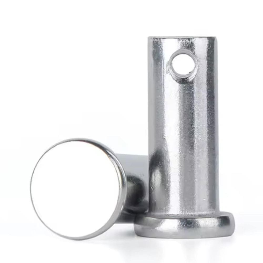 2 Pino Passador Anel Eixo Circlip M10 35Mm Com Furo Aço Inox