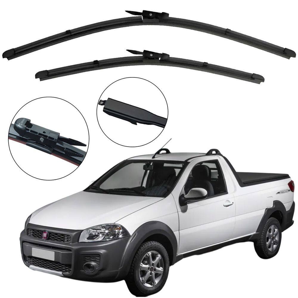 Kit Palheta Dianteira Strada Nova 2015 a 2018 Limpador de Parabrisa de Silicone