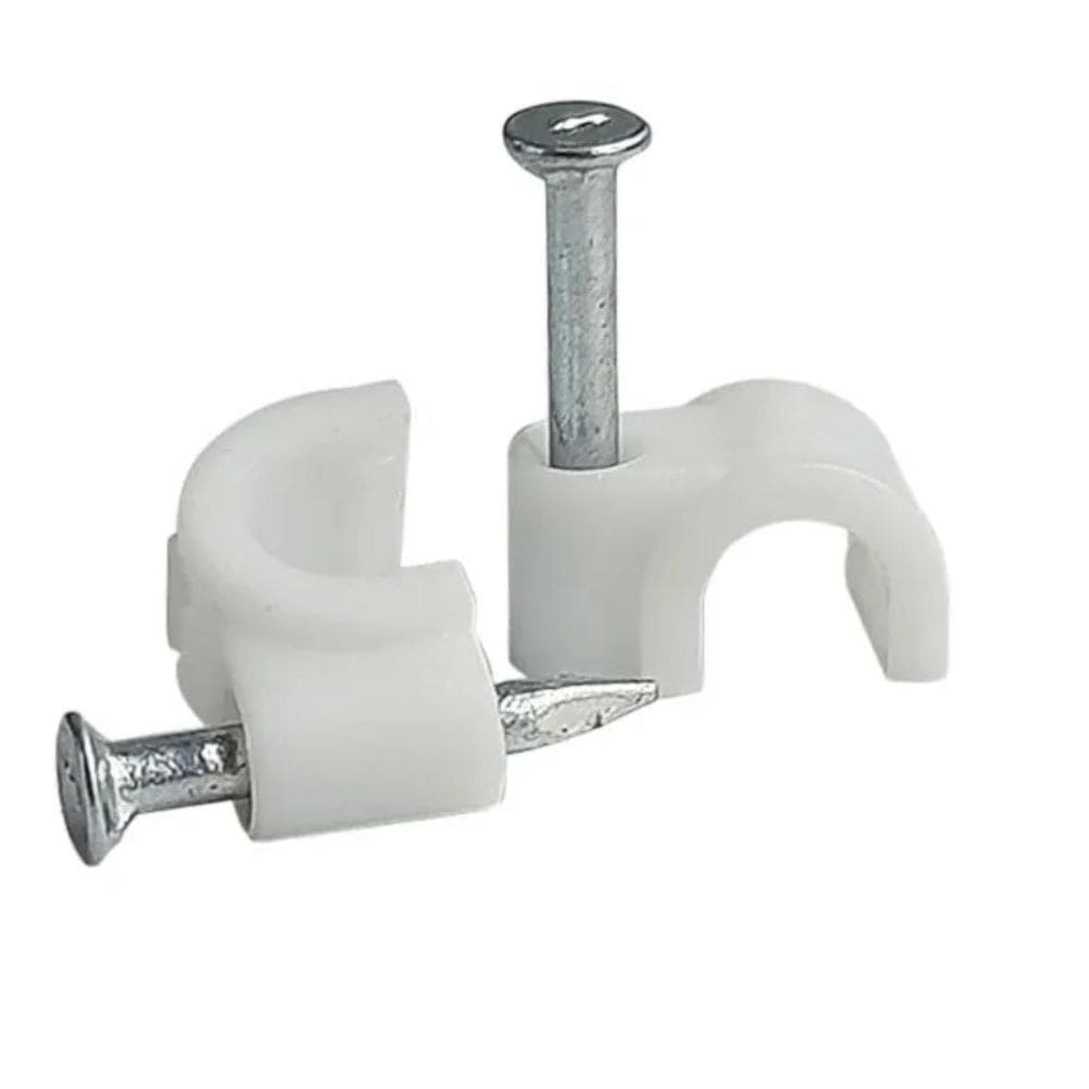 Kit 900 Grampo Fixa Fio Cabo Coaxial Miguelo 5Mm Branco