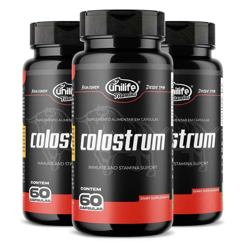 Kit 3 Colostrum Colostro Bovino Unilife 60 Cápsulas