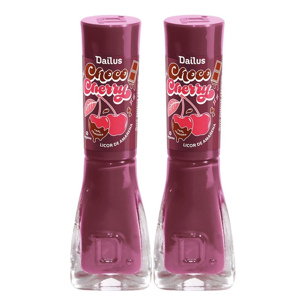 Kit 2 Esmalte Dailus Choco Cherry Cremoso Cor Licor Amarena 8ml