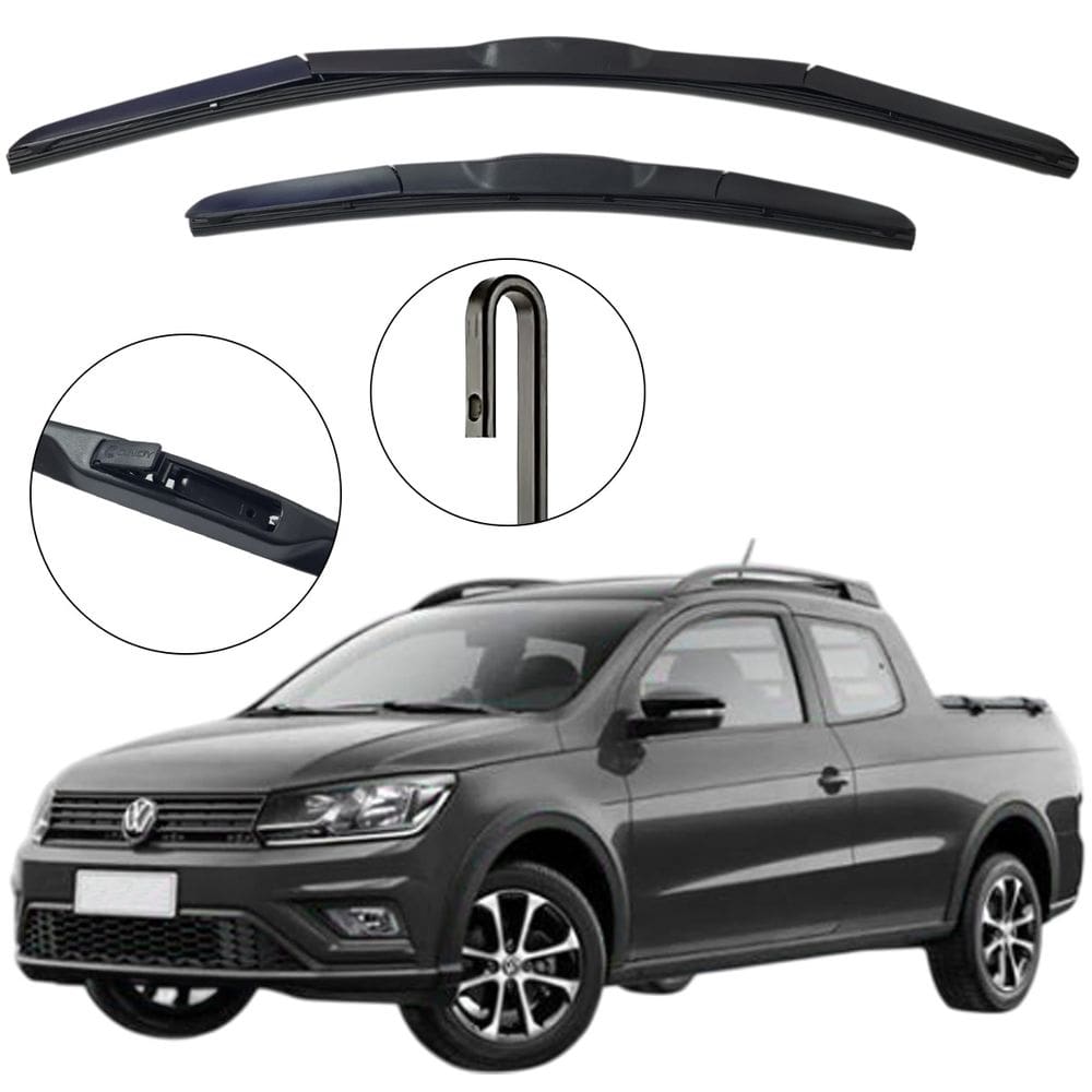 Kit Palheta Dianteira Saveiro G7 2016 a 2019 Limpador de Parabrisa de Silicone