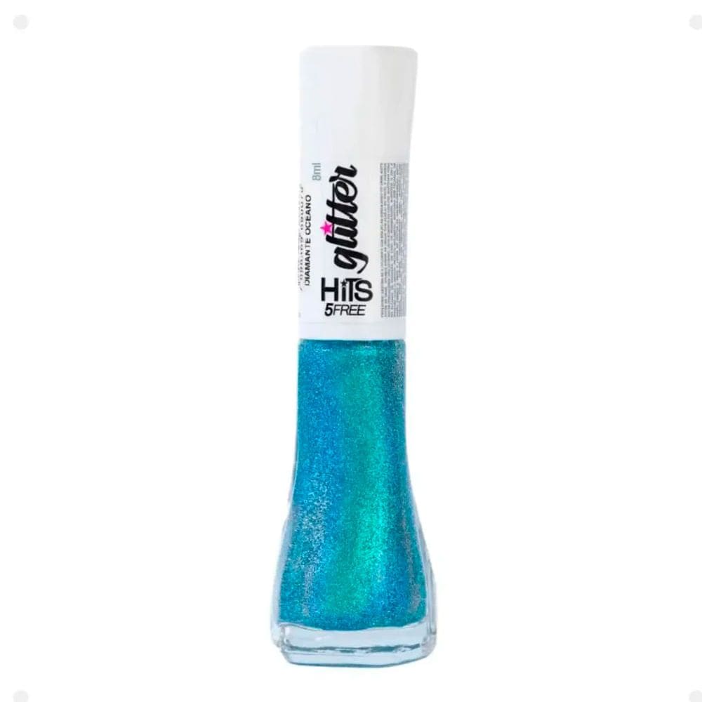 Esmalte Hits 5Free Glitter Cor Diamante Oceano 8ml