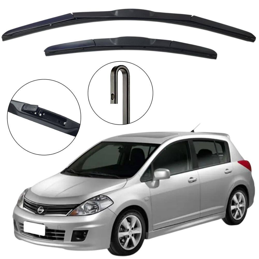 Kit Palheta Dianteira Nissan Tiida 2008 a 2013 Limpador de Parabrisa de Silicone