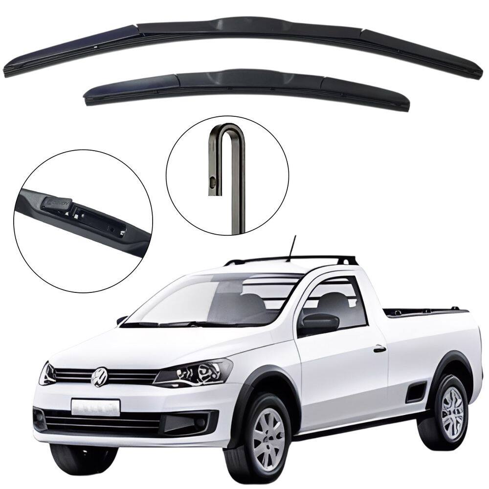 Kit Palheta Dianteira Saveiro G5 2010 a 2013 Limpador de Parabrisa de Silicone