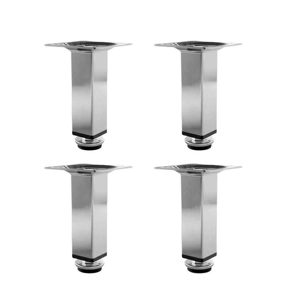 Kit 4 Pés Para Móveis Regulável Quadrado Cromado 12Cm