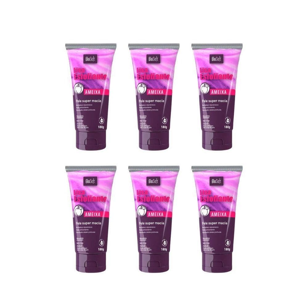 Creme Esfoliante Soft Hair 180G Ameixa - Kit Com 6Un
