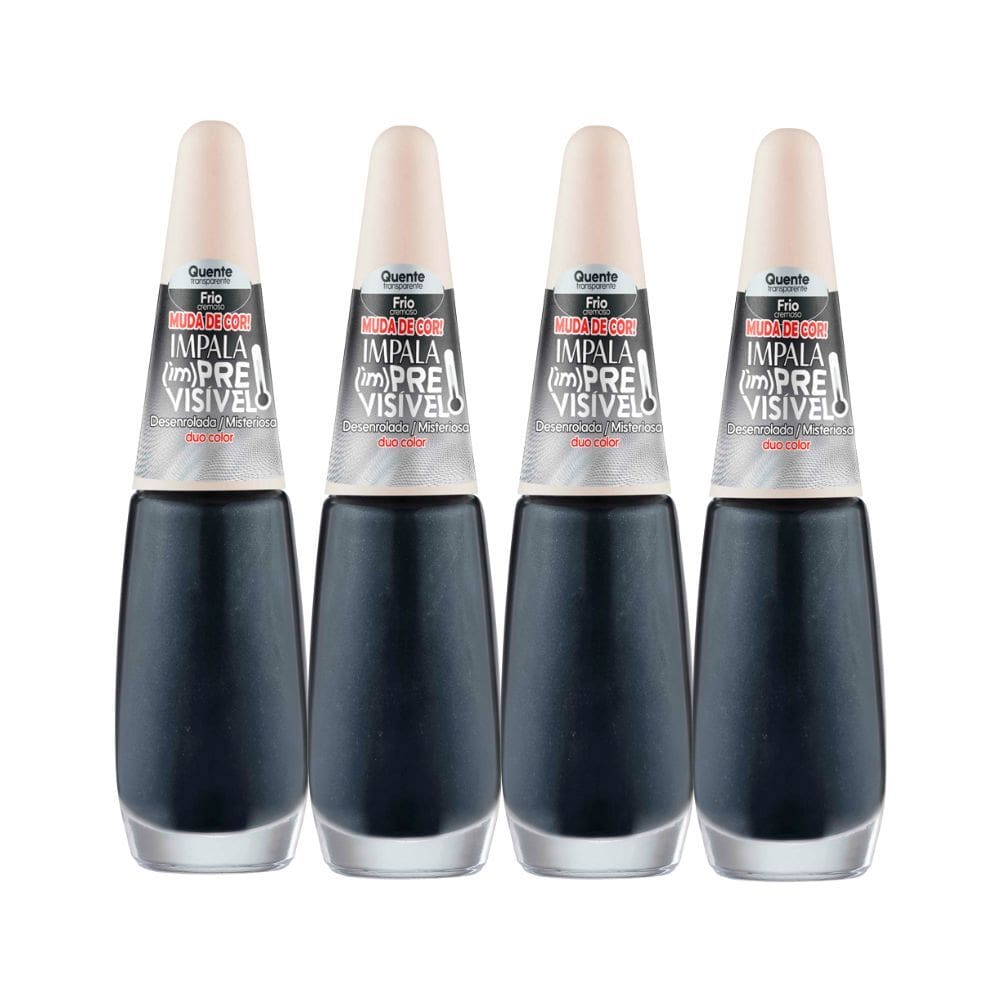 Kit 4 Esmalte Impala im Previsível Duo Color Cremoso Cor Desenrolada Misteriosa 7,5ml