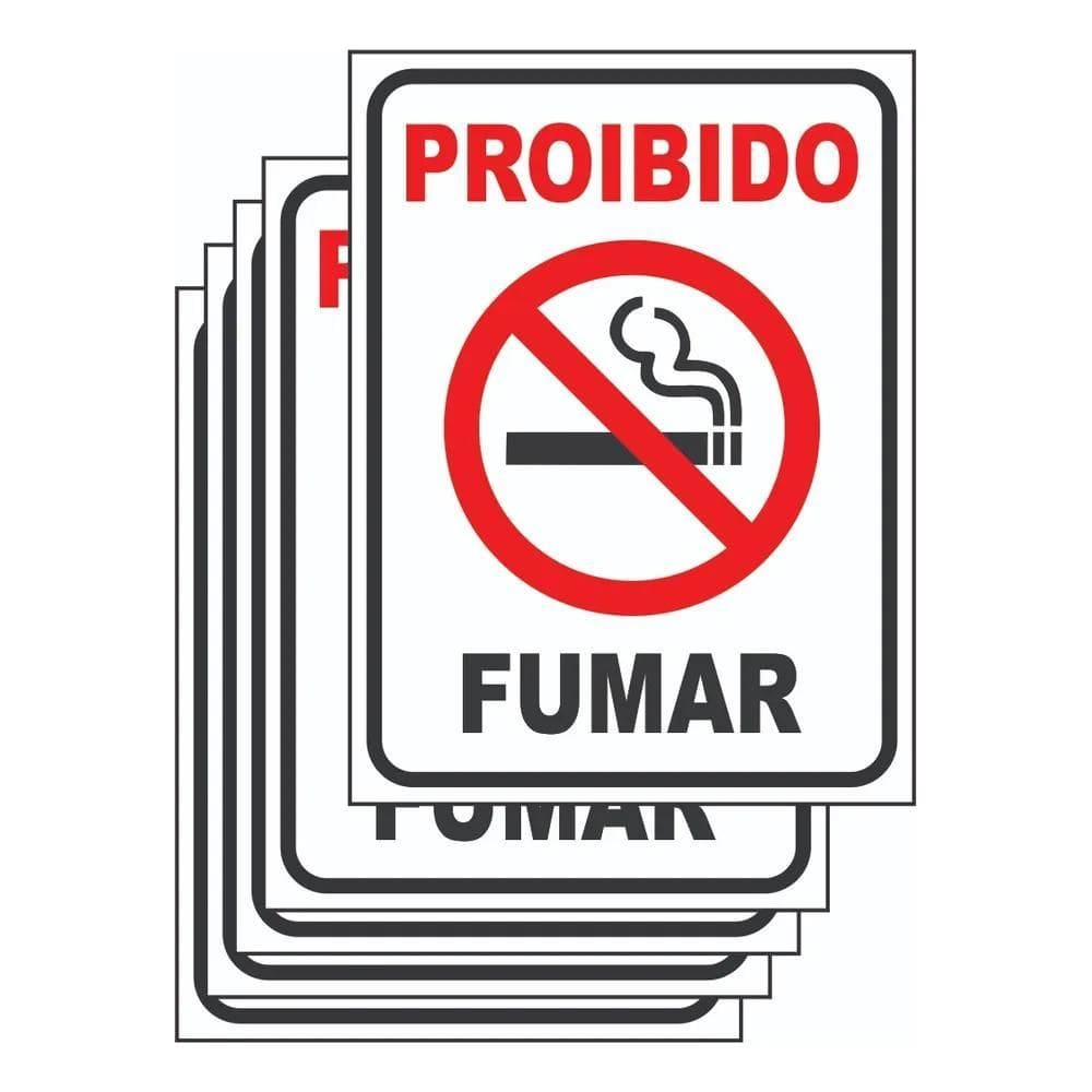 2X 5 Placas Proibido Fumar 20X15Cm Sinalização Não Fume Ps 1