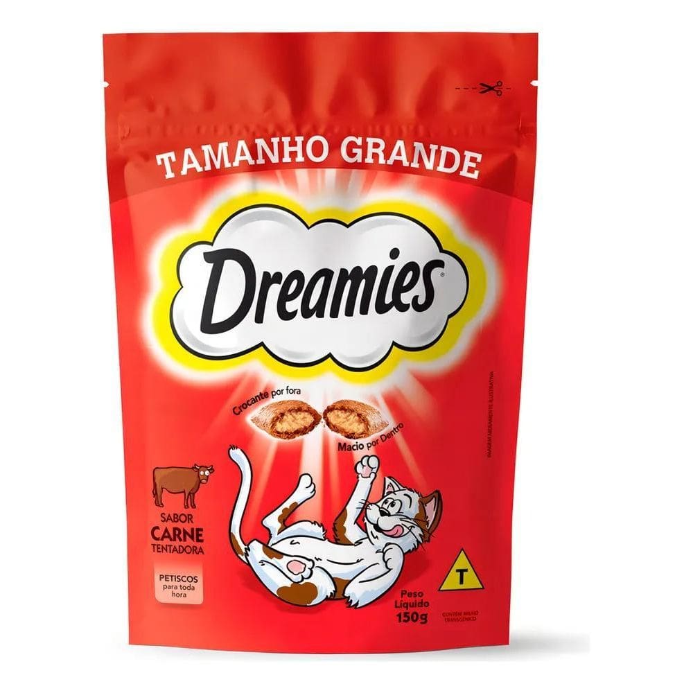 2X Petisco Dreamies Para Gatos Adultos Sabor Carne Tentadora