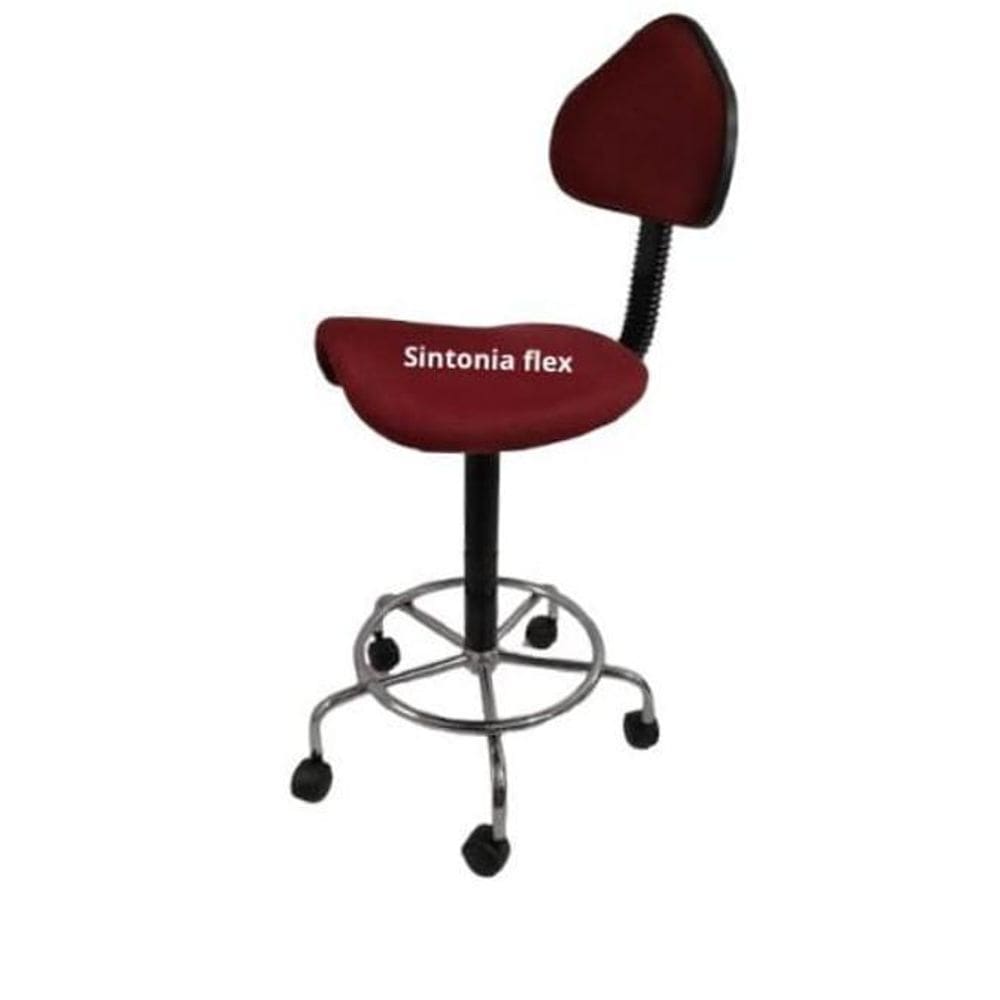 Cadeira Mocho Sela Alta 65 Min. 75 Max. Cromada Suede Vinho