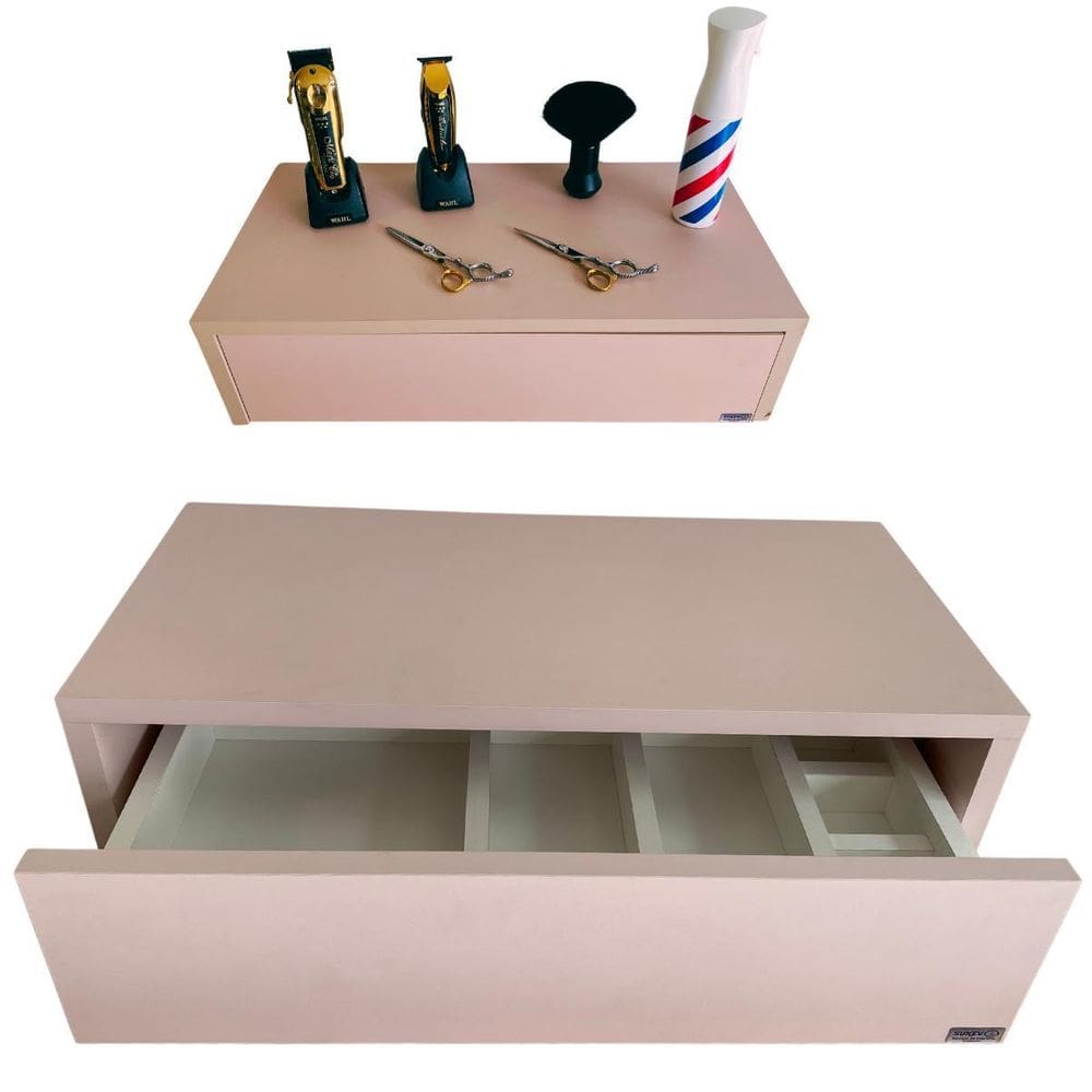 Mini Bancada Balcão Para Barbeiro E Salão 100% Mdf - Rosa