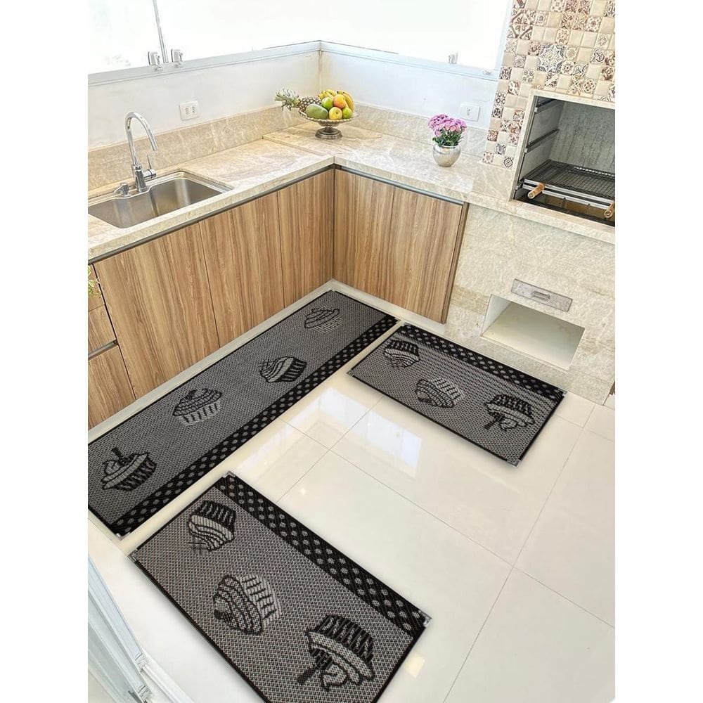 Jogo Tapete Cozinha Kit 3 Peças Sisal Antiderrapante Ks-78