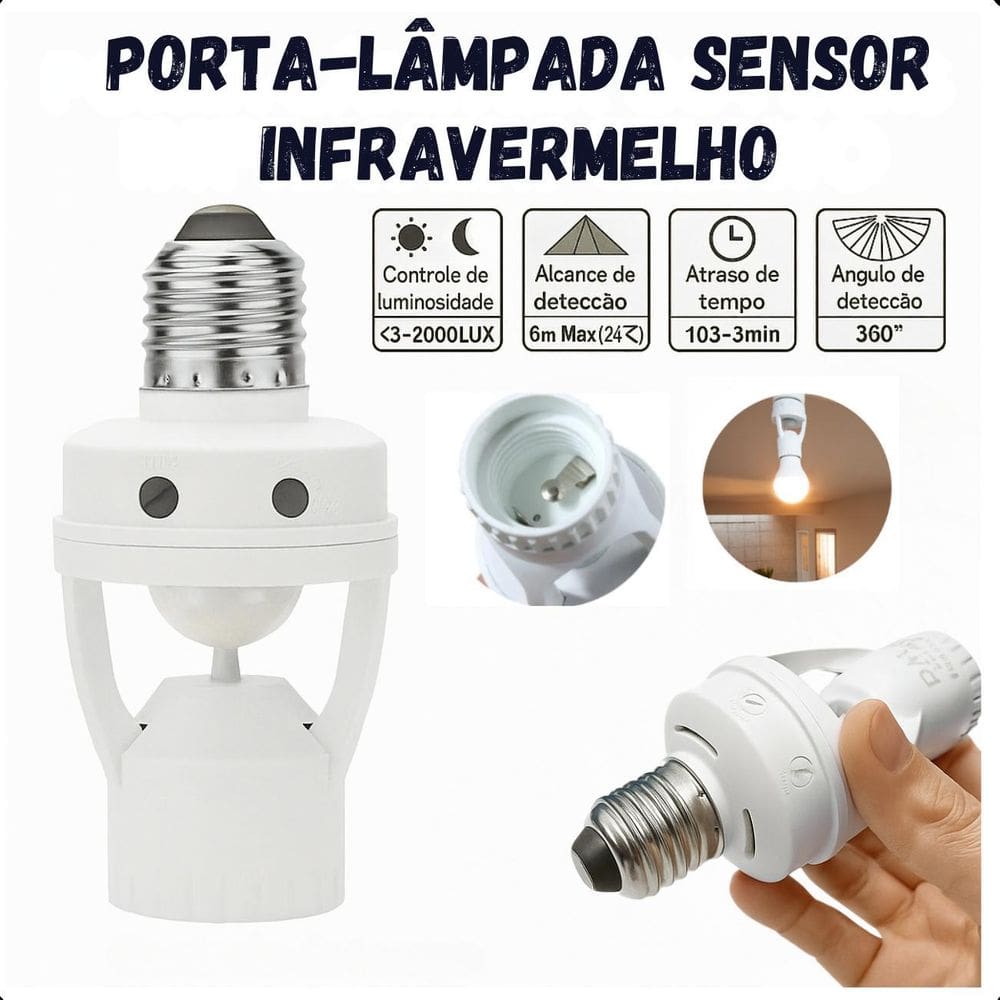 Interruptor Movimento E27 360 Confiável - Entrega Rápida