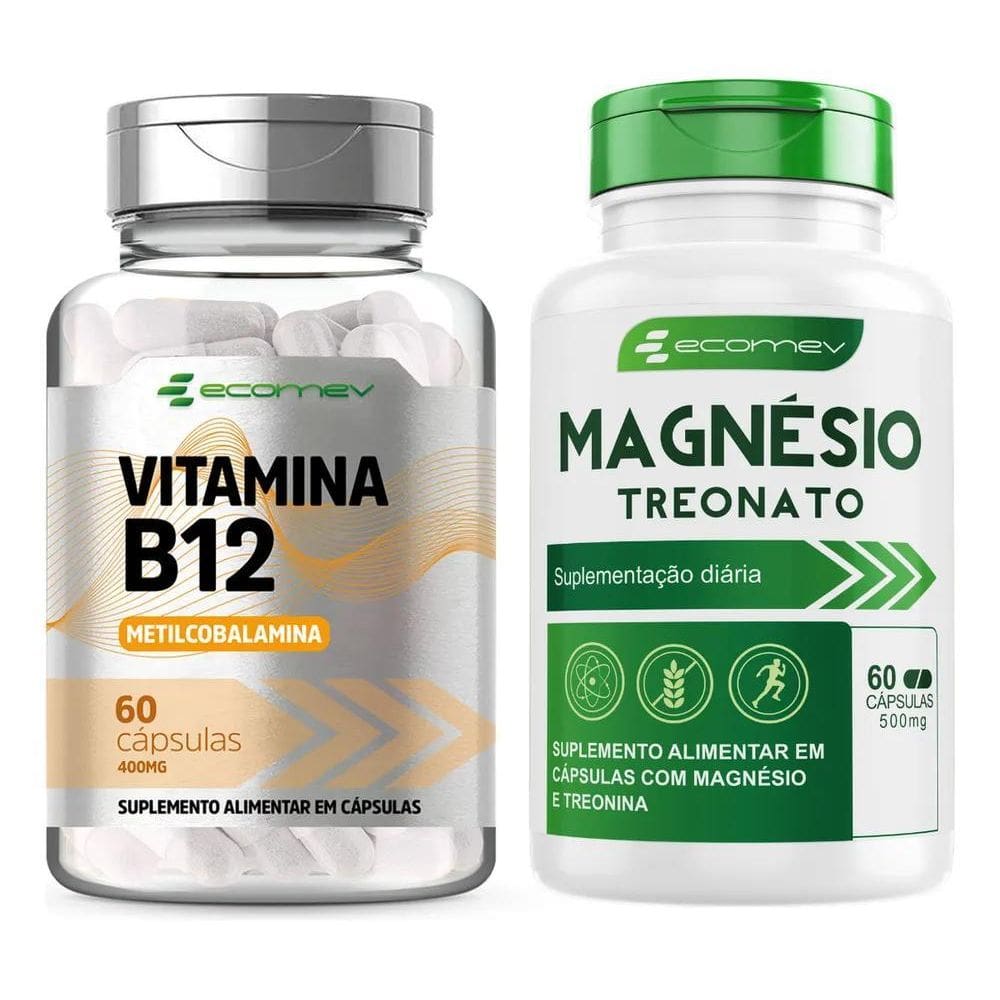 2X Vitamina B12 Metilcobalamina + Magnésio Treonato 500Mg 12