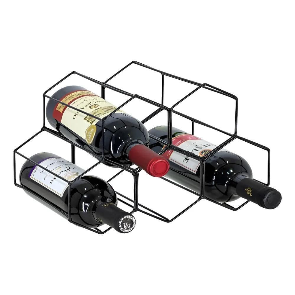 2X Adega De Mesa Empilhável Porta Garrafas Vinho Aço 5 Garra