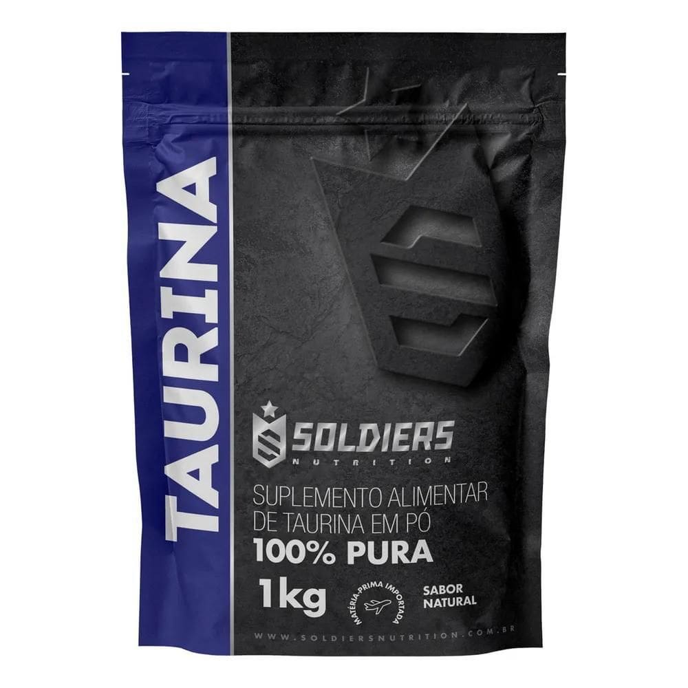 2X Taurina 1Kg 100% Pura Em Pó Soldiers Nutrition Sabor Natu