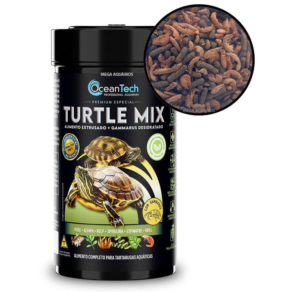 Ração Oceantech Turtle Mix 60G Comida Tartarugas Aquáticas