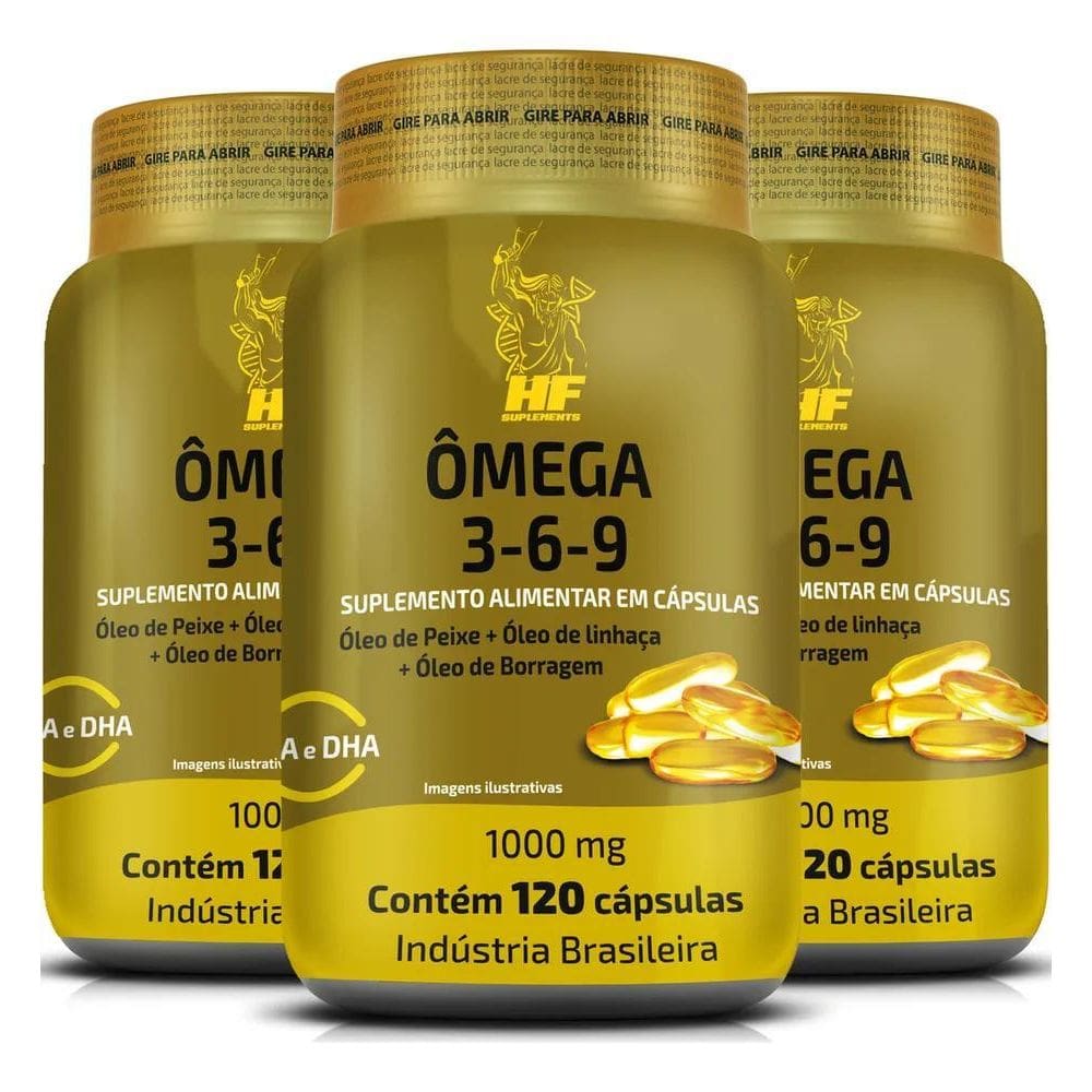 2X 3X Omega 3 6 9 Peixe Linhaça Borragem 120Caps Hf Suplemen