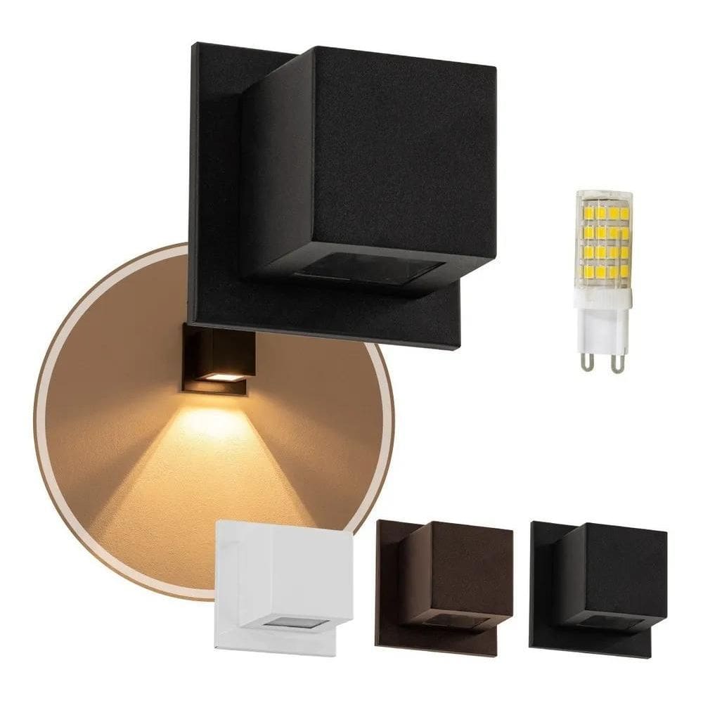 Arandela Box Cubo Pequena 1 Fachos + Led G9 5W St1319