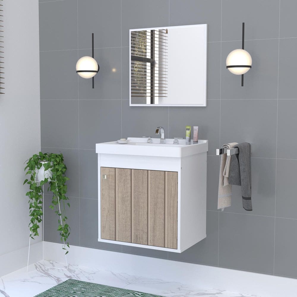 Kit Gabinete Banheiro Em Mdf Com Espelheira - Veneto Berlin