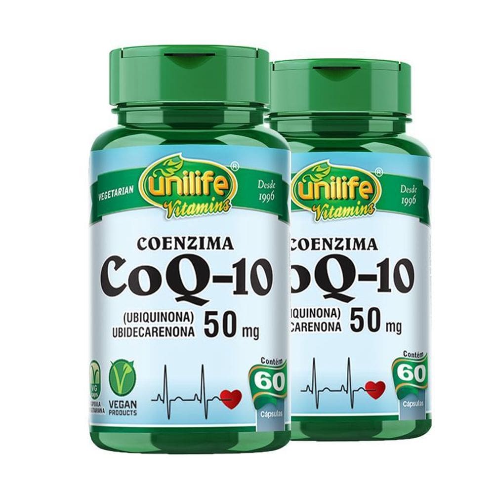 Kit 2 Coenzima Coq-10 - 50Mg Unilife 60 Capsulas Veganas