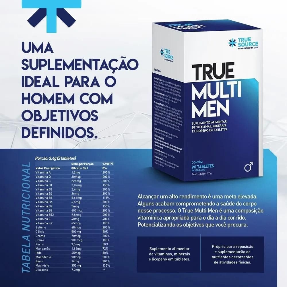 2X True Multi Men Mega Vitaminico Licopeno 90 Tabs True Sour