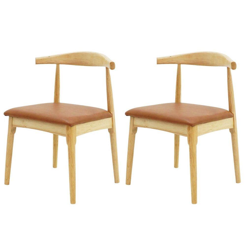 Kit 2 Cadeiras De Jantar Marrom Carina Elbow Base Madeira