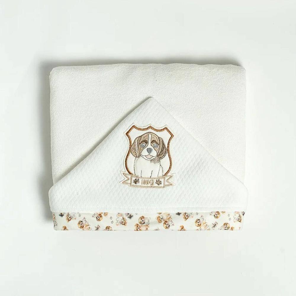 Toalha de Banho Hug Com Capuz Doguinhos Marrom Café