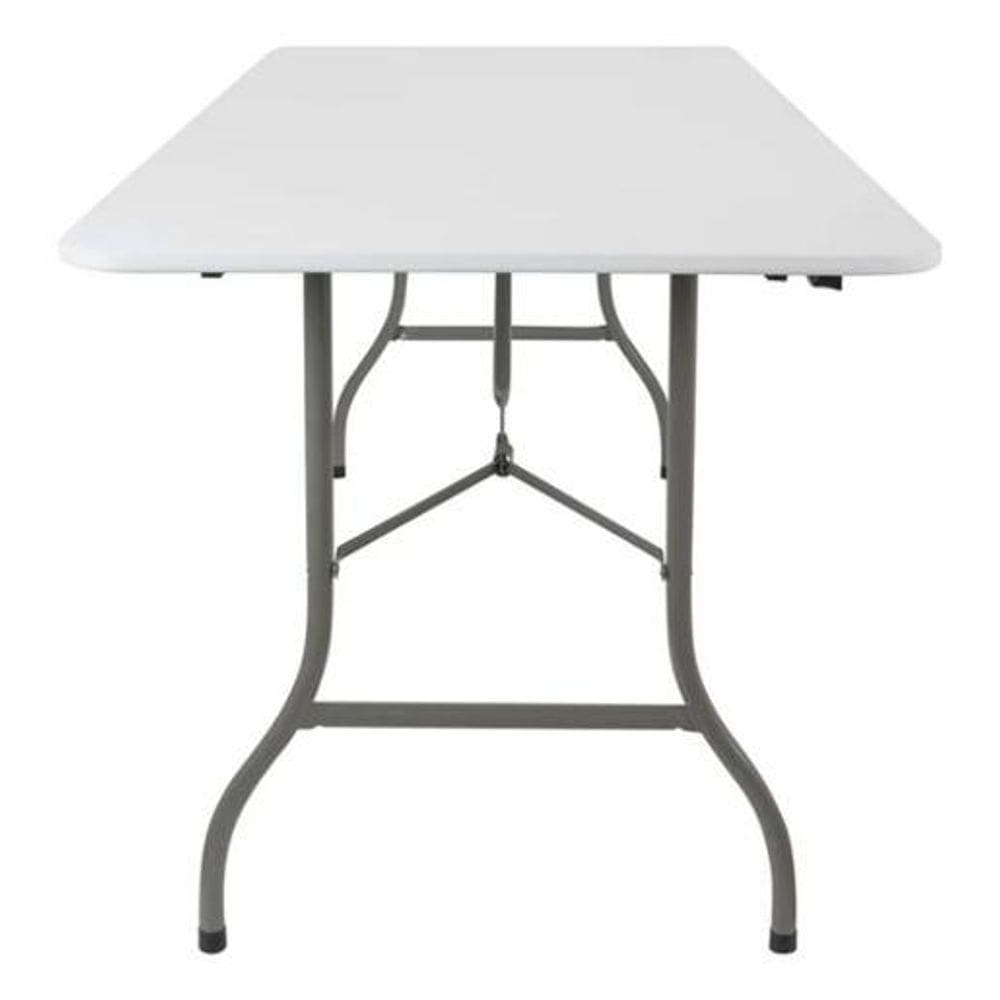 Mesa Dobravel 122X74 Cm Plastico Branca Compacta Tipo Maleta