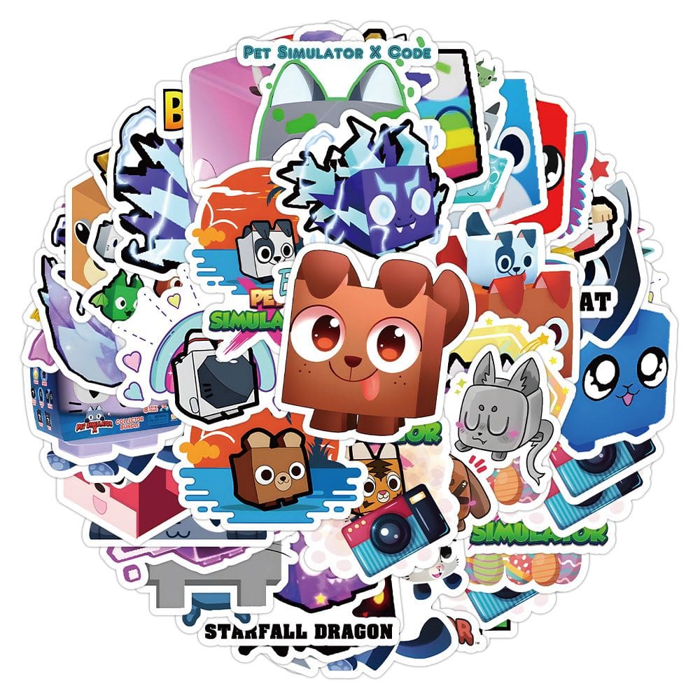 Pacote de adesivos Pet Simulator Anime Waterproof Vinyl 50 unidades