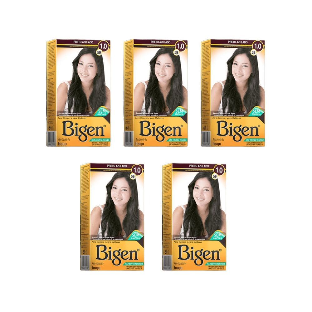 Coloraçao Bigen 59 Preto Azulado - Kit Com 5Un