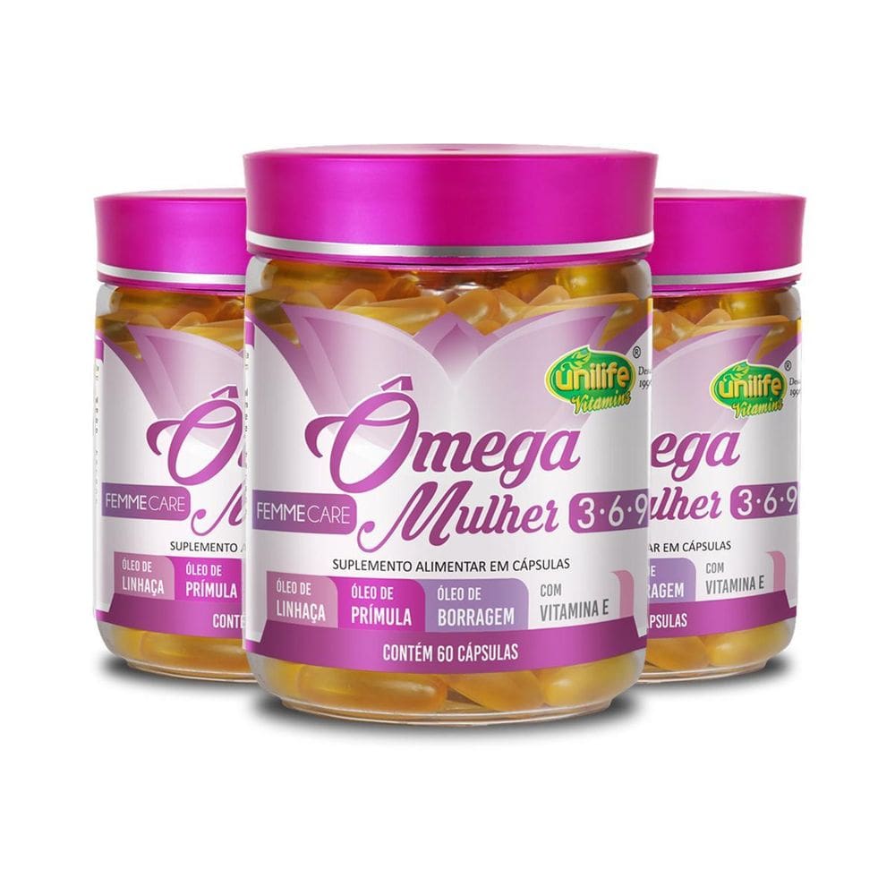 Kit 3 Ômega 3,6 E 9 Mulher 1000Mg Unilife 60 Cápsulas