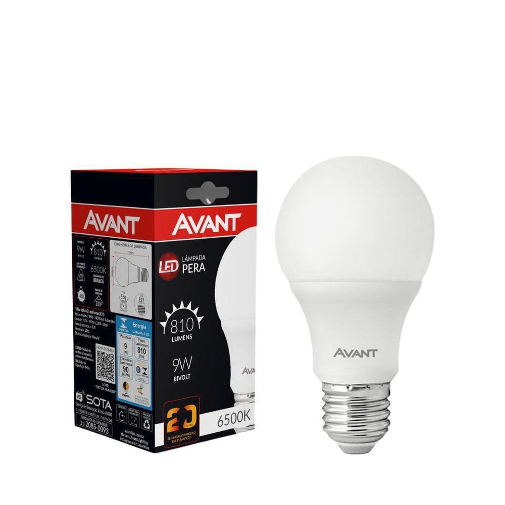 Kit Com 60Un Lâmpada Led 9W Avant 6500K Bivolt