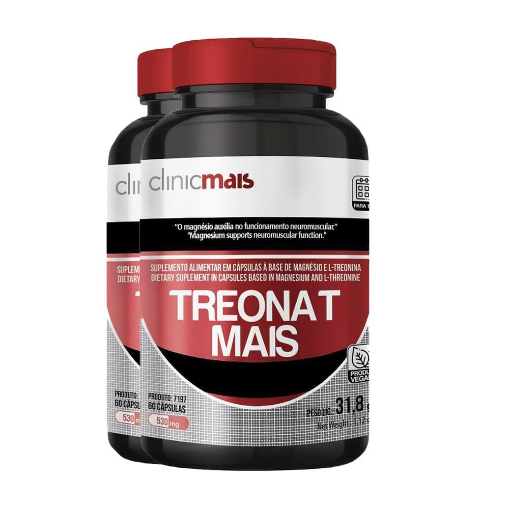 Kit 2 Treonat Mais Vegano 530Mg Clinicmais 60 Cápsulas