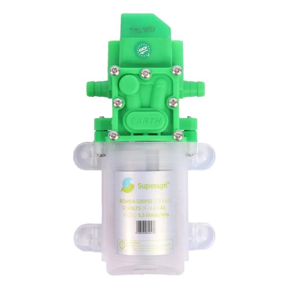 2X Motor Bomba Diafragma 12V 120 Psi Superagri Cor Preto