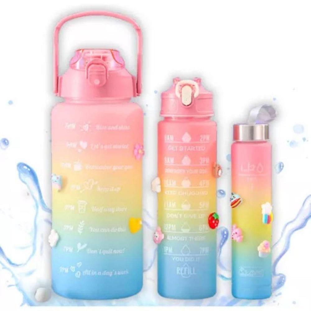 3 Garrafas De Agua Motivacional Ajuda Tomar Na Hora Certa