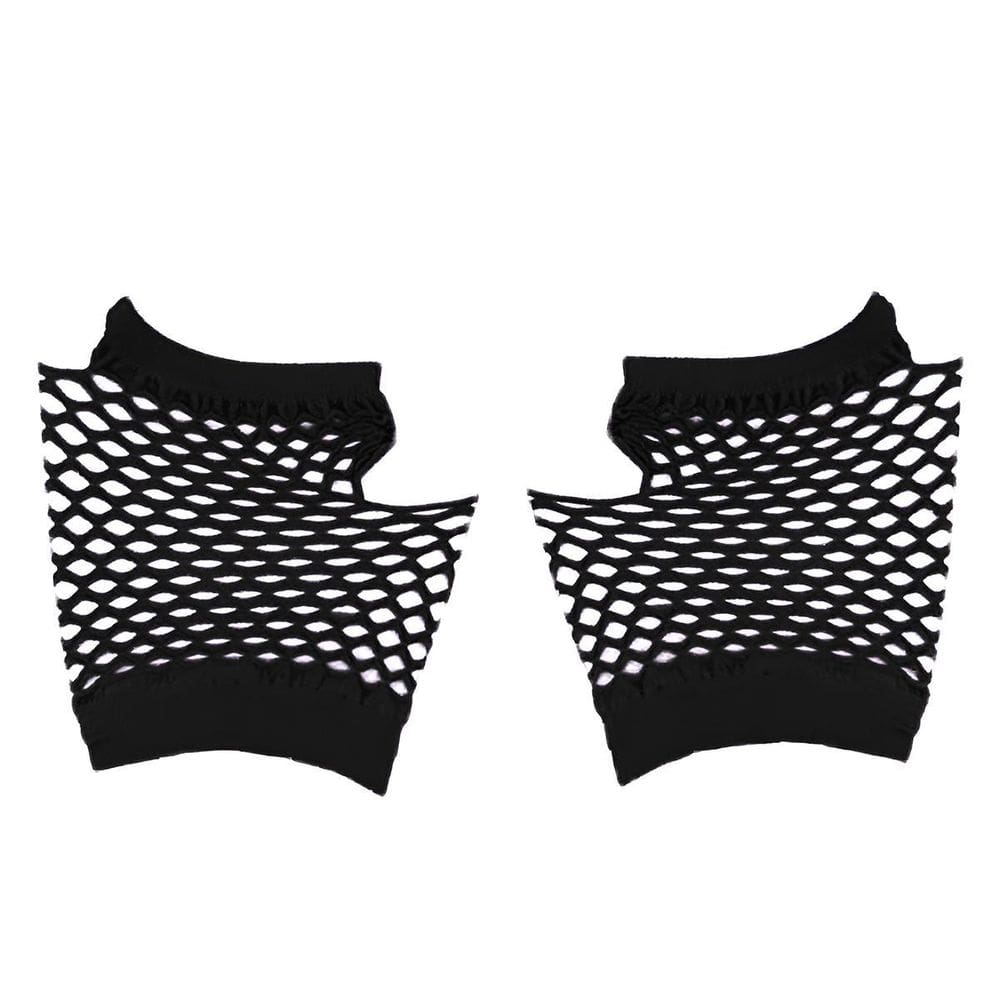 Luva Arrastão Curta Sem Dedos Colorida Fantasia Cor:Preto