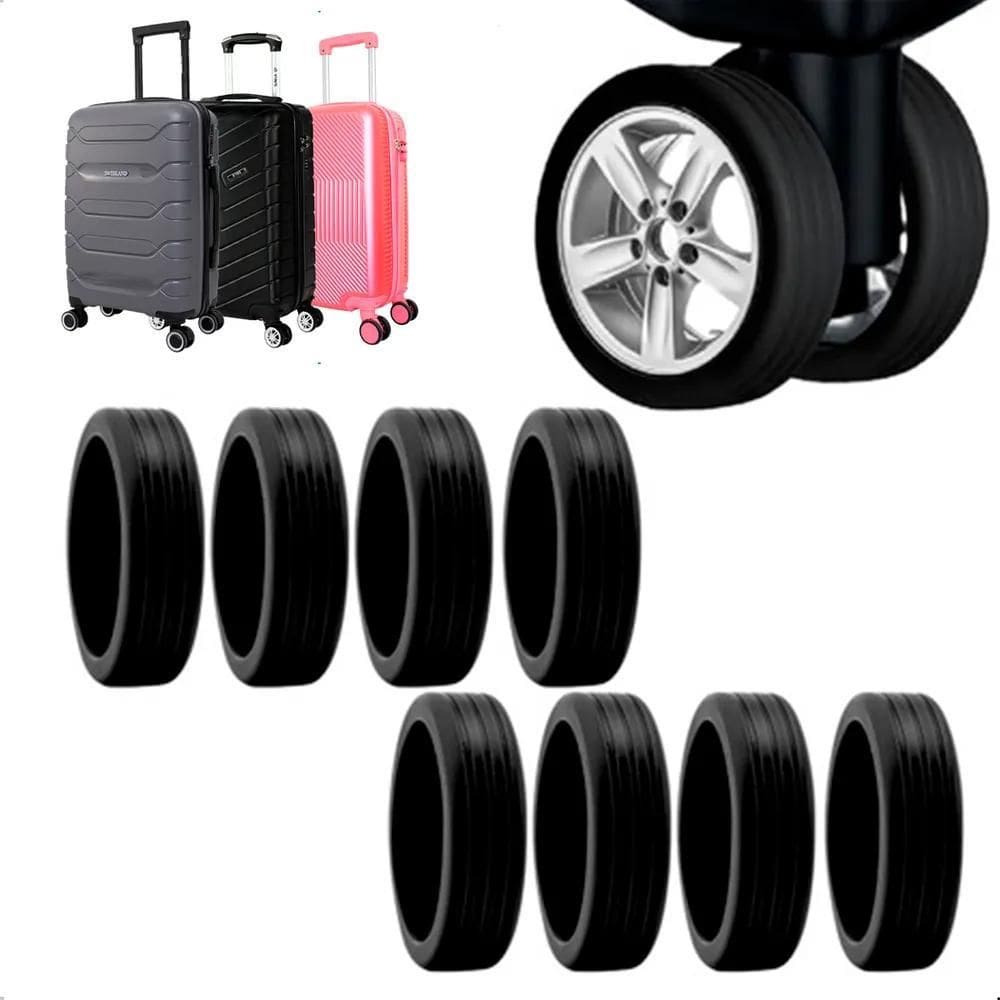 2X Capa Para Roda De Mala Kit Com 8 Rodinha Silicone Resiste
