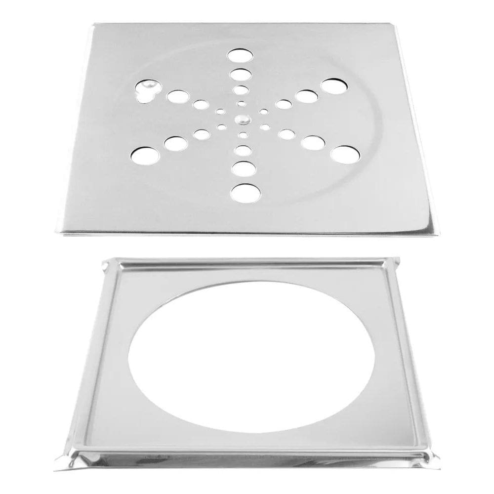 2X Ralo Quadrado 15X15Cm Banheiro Abre E Fecha Aço Inox Crom