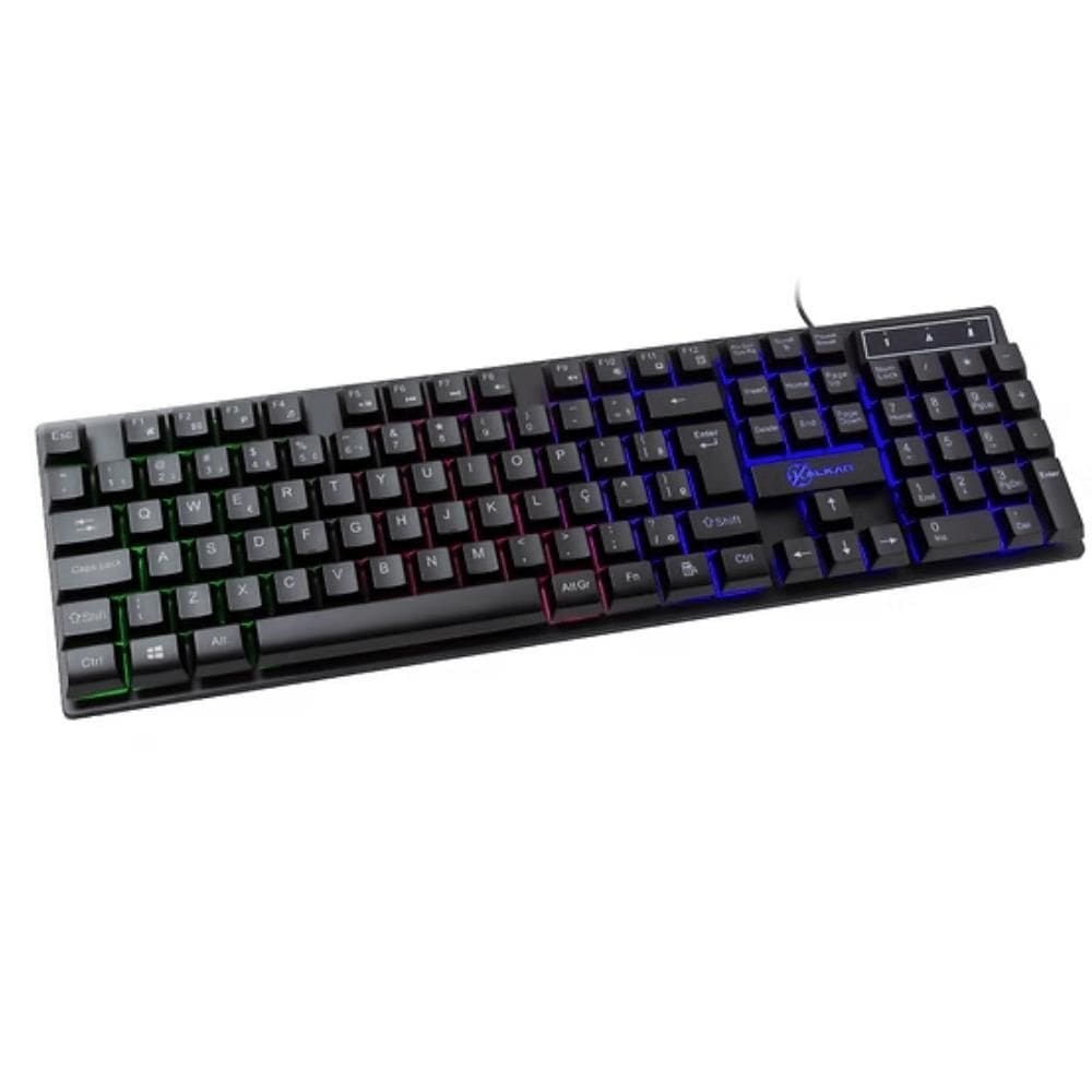 Teclado Gamer Kalkan Hati Membrana Abnt2 Led Rainbow Preto