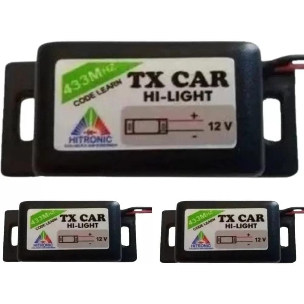 2X Kit 3 Controle Tx Car Aciona Portão Com Farol Alto Do Car